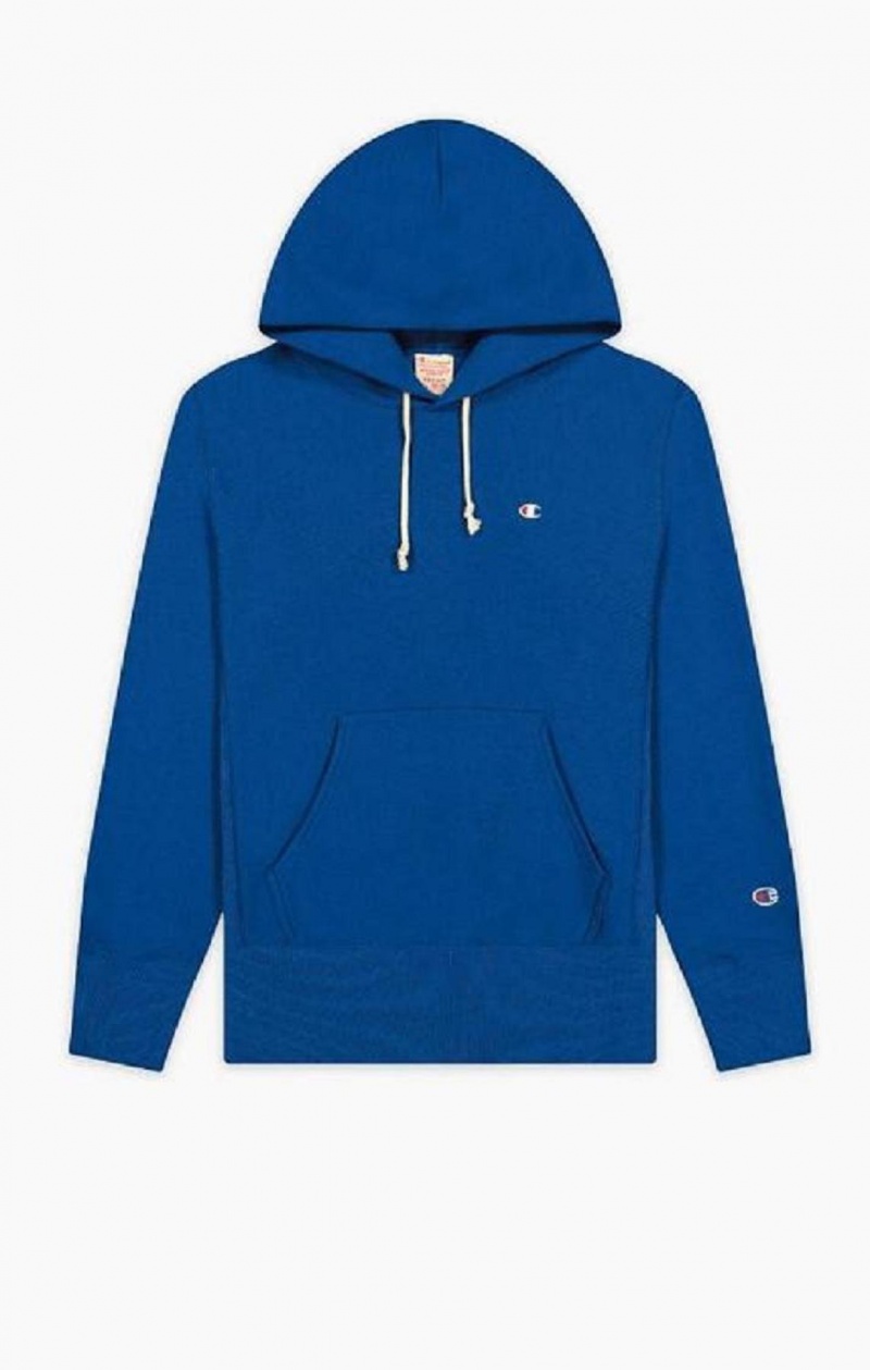 Champion C Logo Reverse Weave Hoodie Férfi Kapucnis Pulóver Kék | 3691-KLQYE