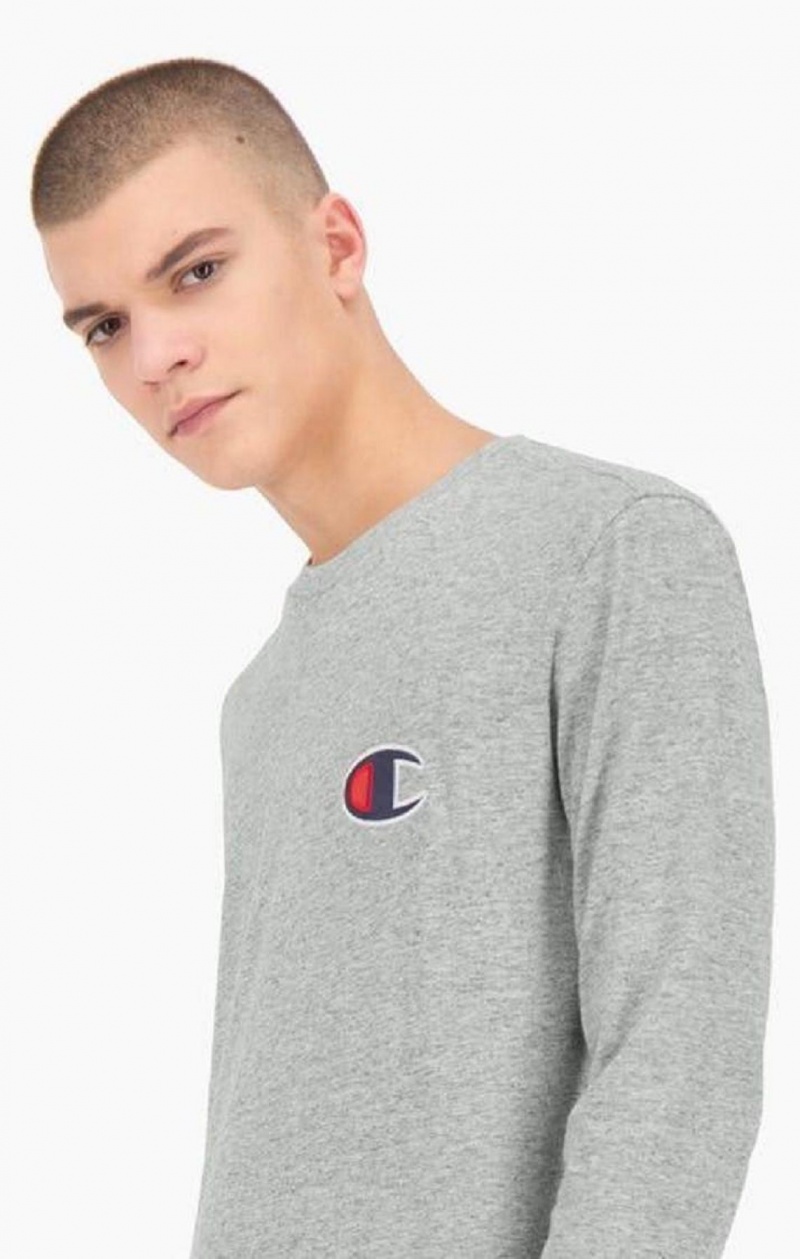 Champion C Long Sleeve Jersey Top Férfi Póló Világos Szürke | 8075-FRGBT