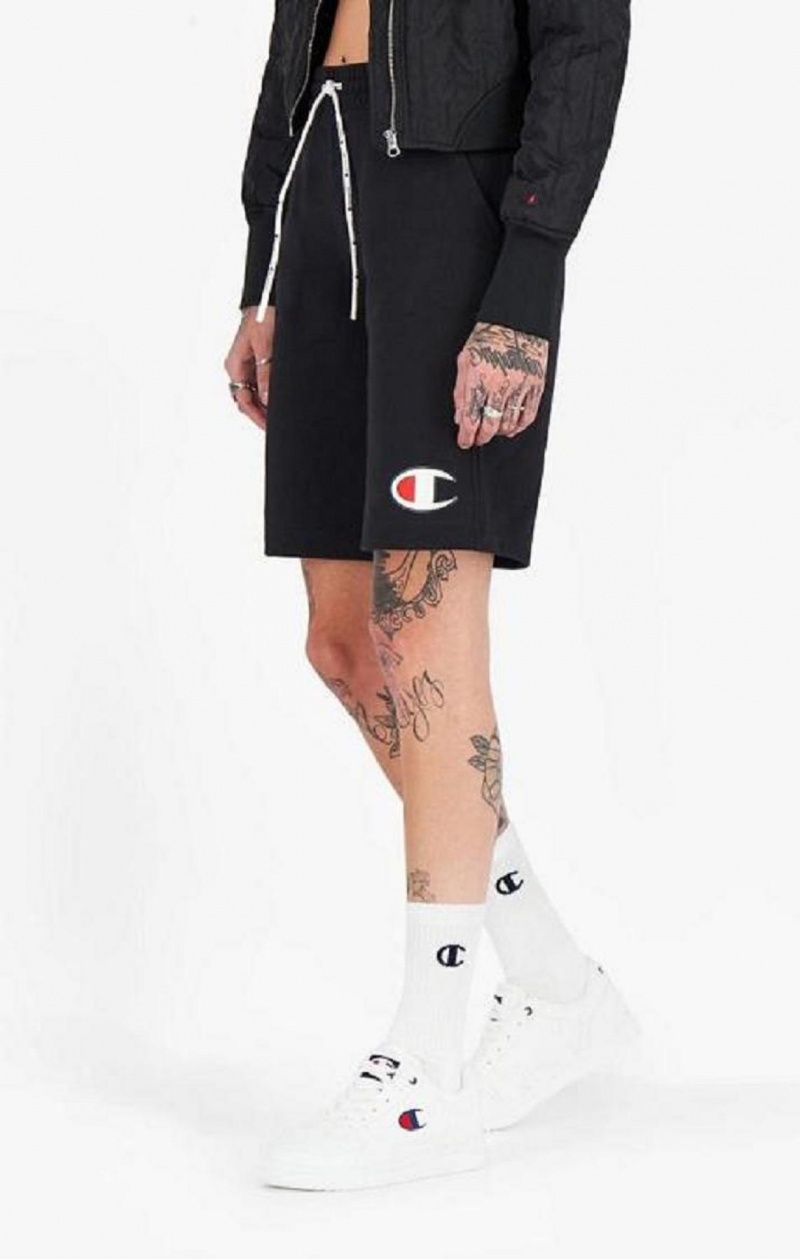 Champion C Patch Bermuda Shorts Női Rövidnadrág Fekete | 9780-FUHGR