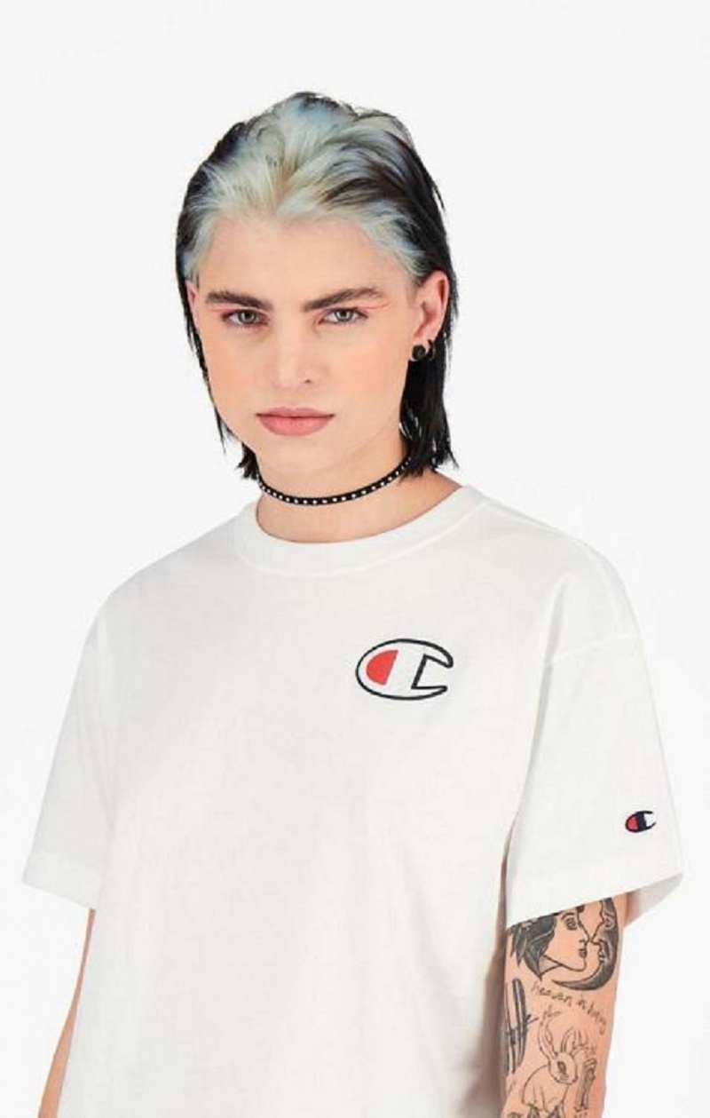 Champion C Patch Maxi T-Shirt Női Póló Fehér | 0561-TESLK