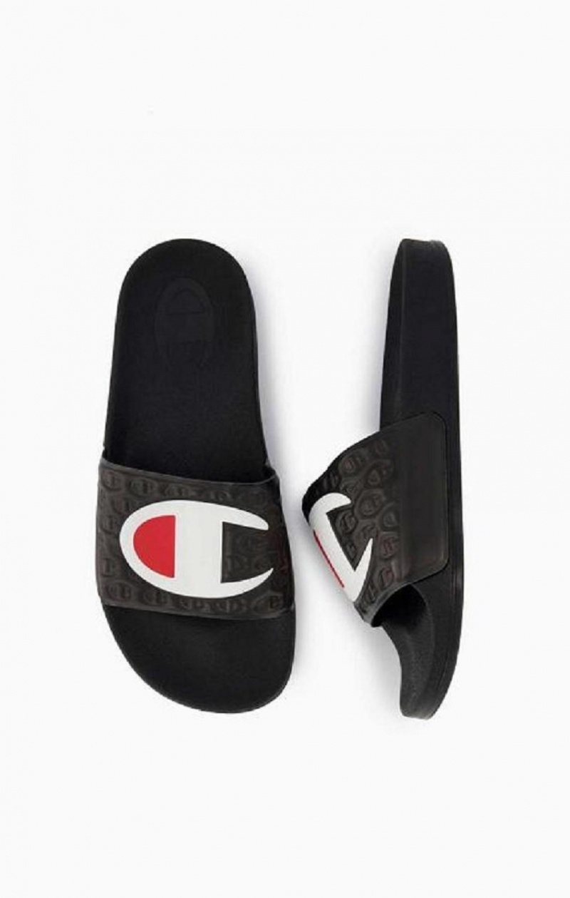 Champion C Patch Pool Slides Férfi Papucs Fekete | 6785-PLBGC