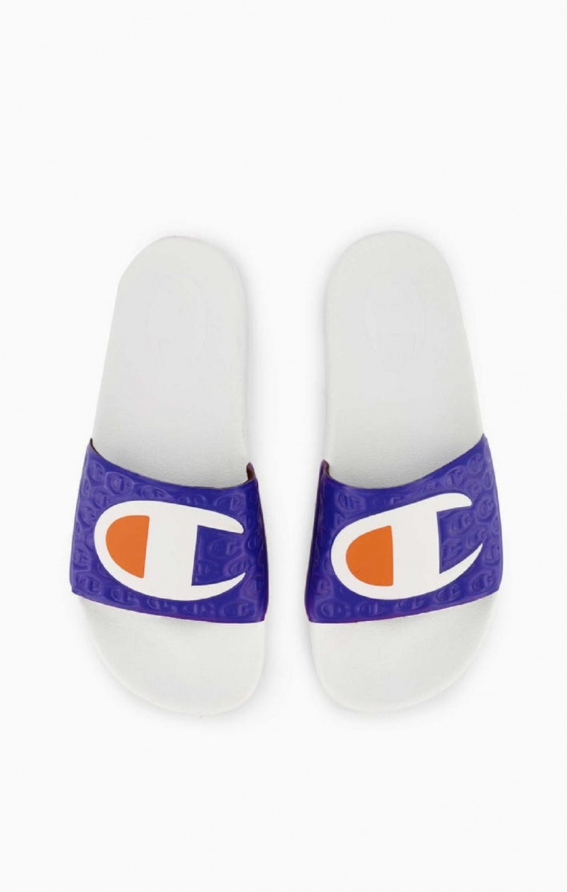 Champion C Patch Pool Slides Férfi Papucs Fehér | 8160-UYQDR