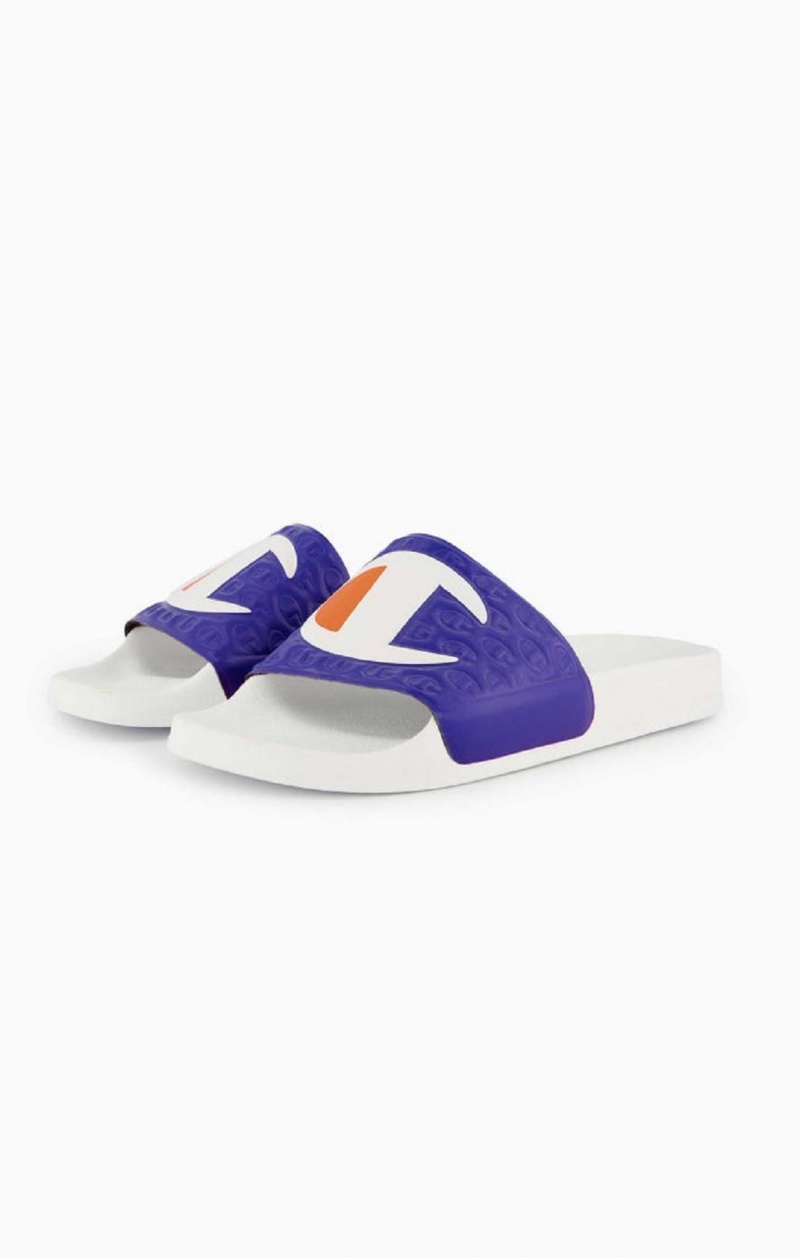 Champion C Patch Pool Slides Férfi Papucs Fehér | 8160-UYQDR