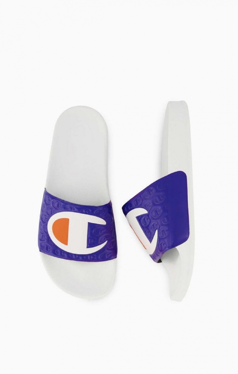 Champion C Patch Pool Slides Férfi Papucs Fehér | 8160-UYQDR