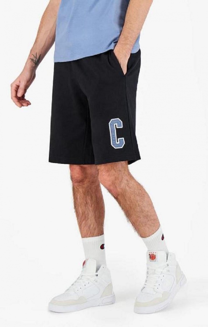 Champion Collegiate C Logo Shorts Férfi Rövidnadrág Fekete | 3710-ULIHO