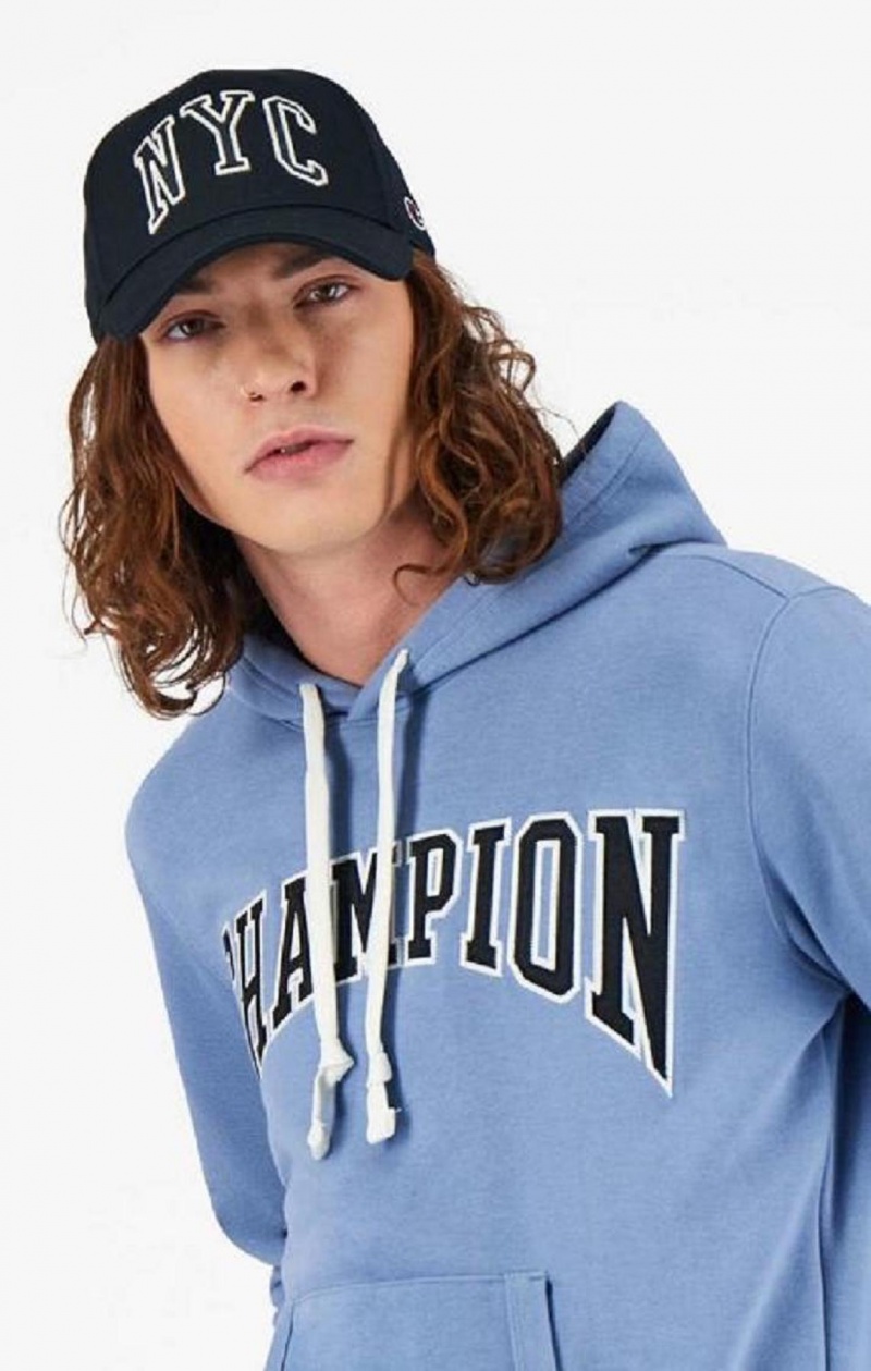 Champion Collegiate Logo Hoodie Férfi Kapucnis Pulóver Türkiz Kék | 5324-DOUCY