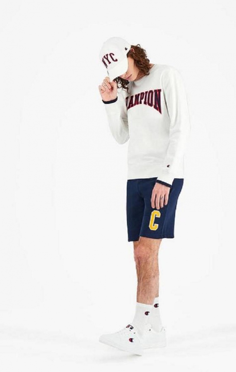 Champion Collegiate Logo Sweatshirt Férfi Pulóverek Fehér | 8123-RKWDU