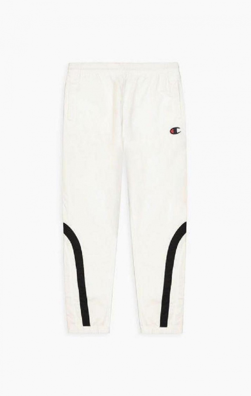 Champion Colour Block And Stripe Cuffed Pálya Pants Férfi Melegítő Fehér | 1084-KNFGV