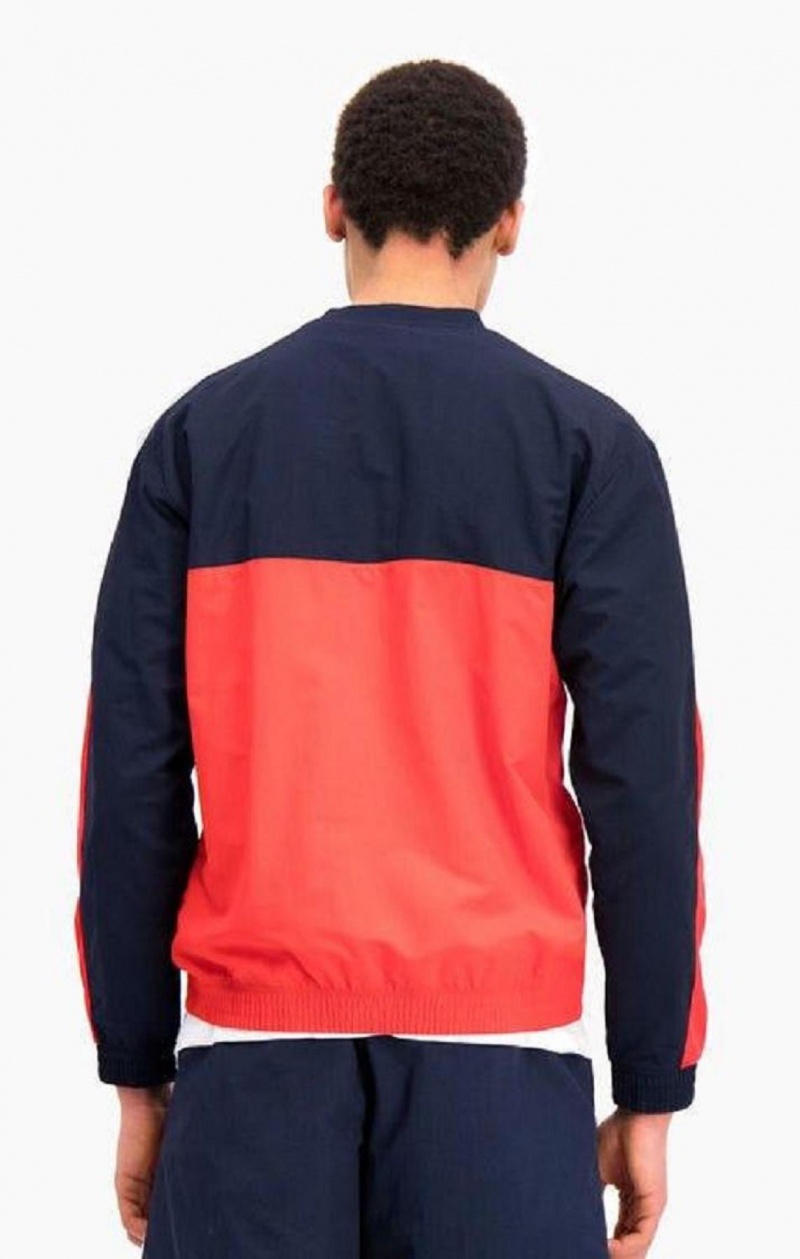 Champion Colour Block And Stripe Pálya Sweatshirt Férfi Pulóverek Piros | 7152-VXRCN