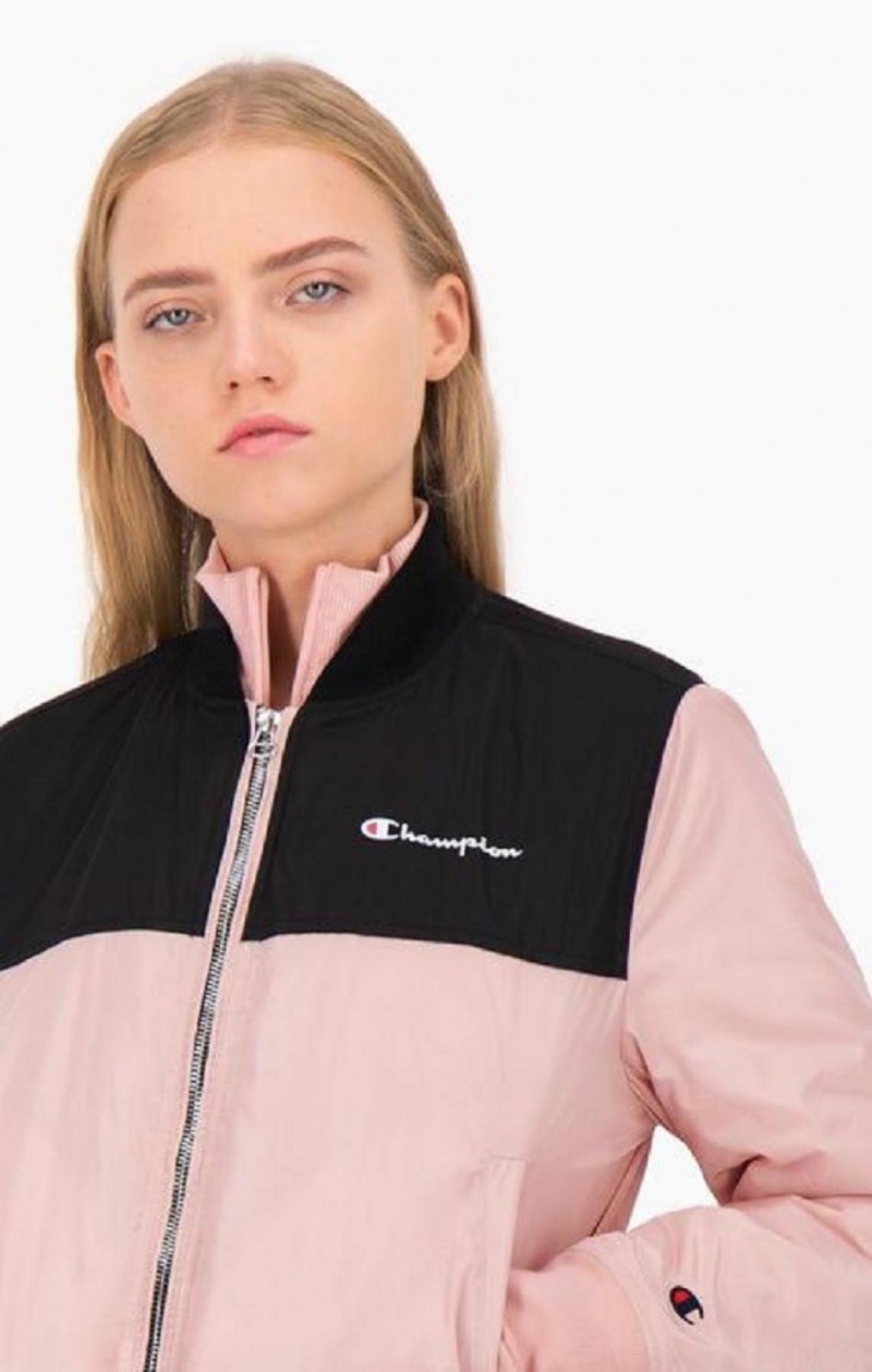 Champion Colour Block Bomber Jacket Női Kabát Rózsaszín | 9325-EPHAQ