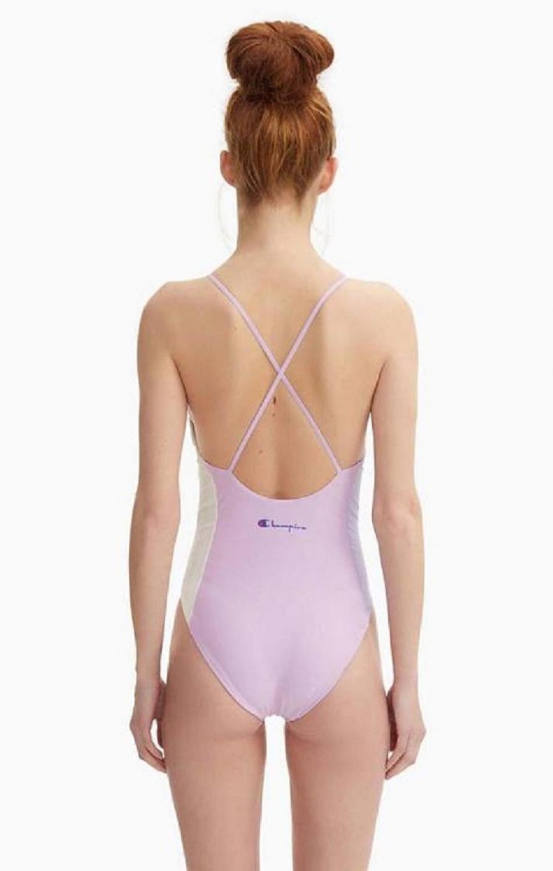 Champion Colour Block Cross Back Swimsuit Női Fürdőruha Kék | 5731-FOBZQ