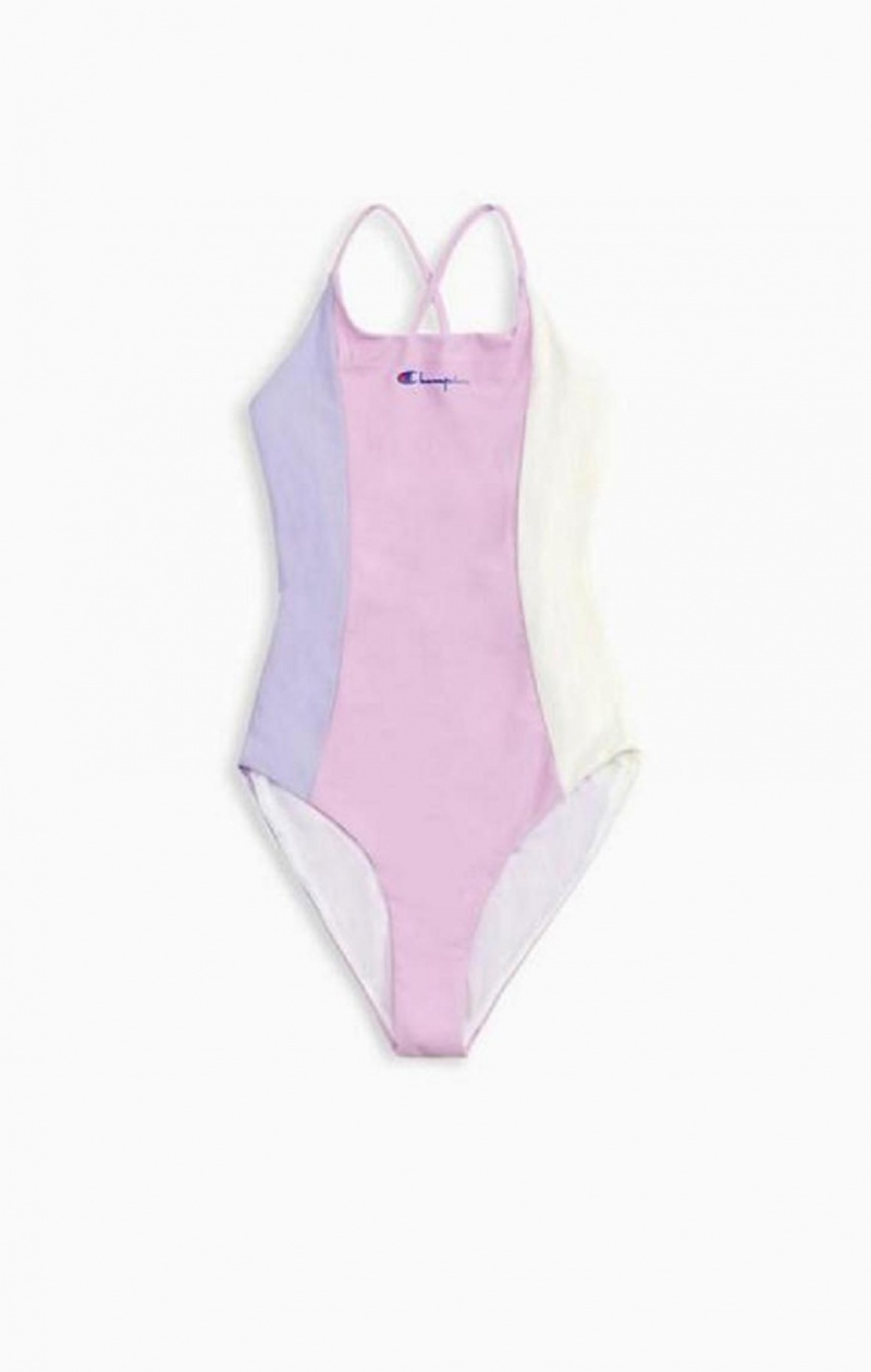 Champion Colour Block Cross Back Swimsuit Női Fürdőruha Kék | 5731-FOBZQ