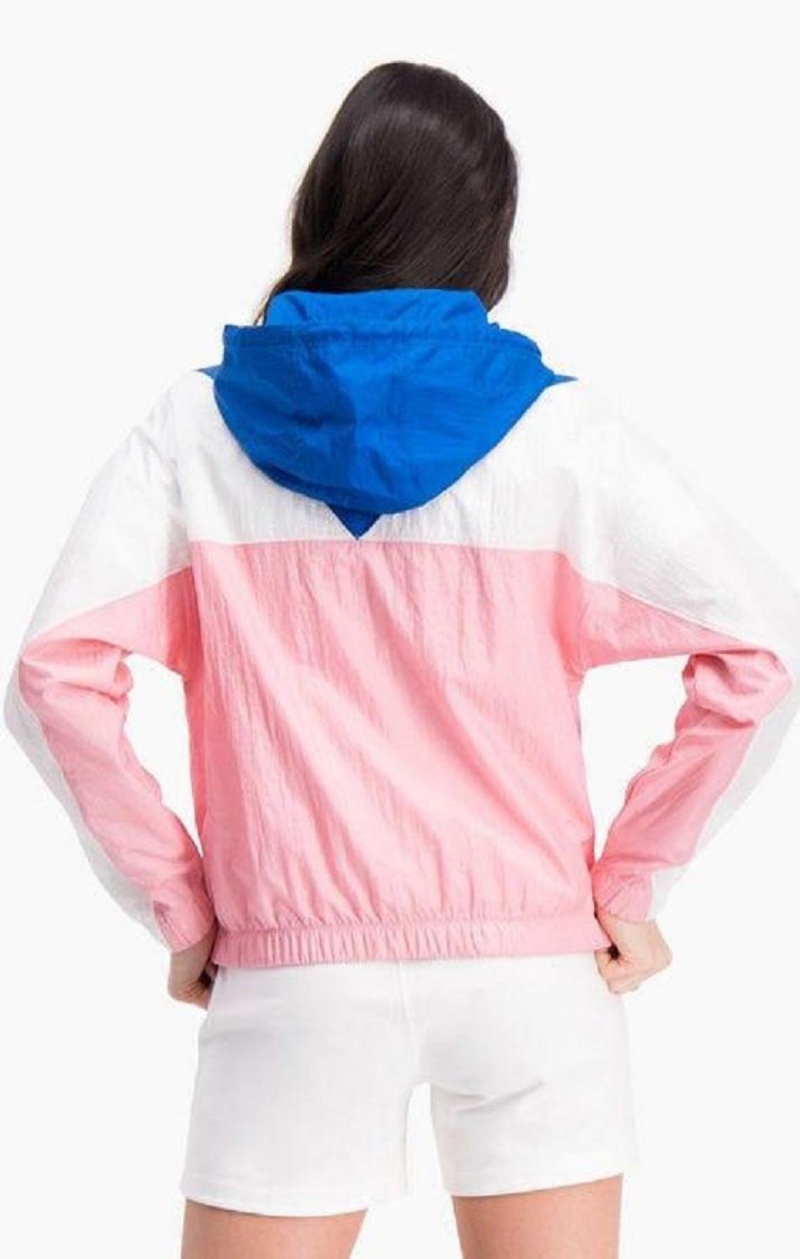 Champion Colour Block Csuklyás Pálya Jacket Női Kapucnis Pulóver Rózsaszín | 6190-HXIGM