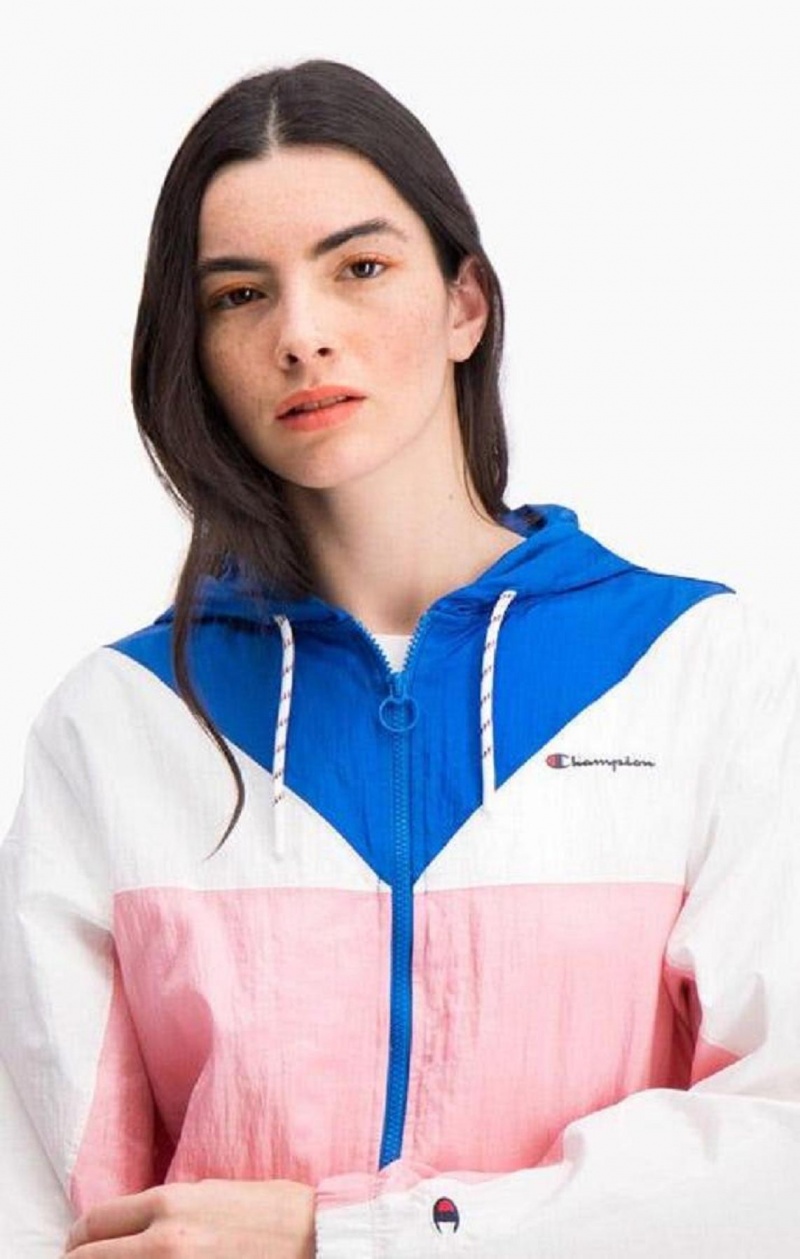 Champion Colour Block Csuklyás Pálya Jacket Női Kapucnis Pulóver Rózsaszín | 6190-HXIGM