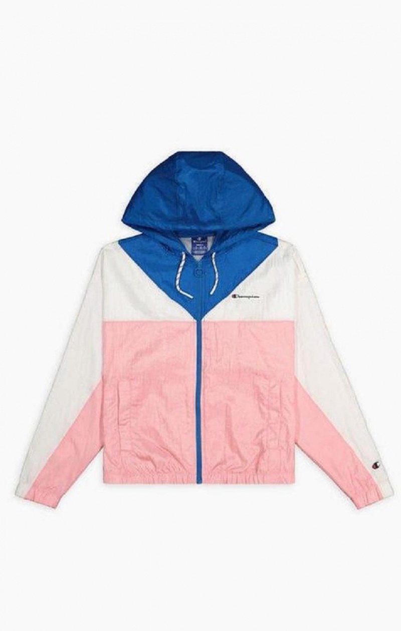 Champion Colour Block Csuklyás Pálya Jacket Női Kapucnis Pulóver Rózsaszín | 6190-HXIGM