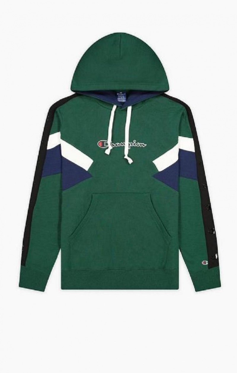 Champion Colour Block Insert Fleece Hoodie Férfi Kapucnis Pulóver Világos Zöld | 5281-HWDUO