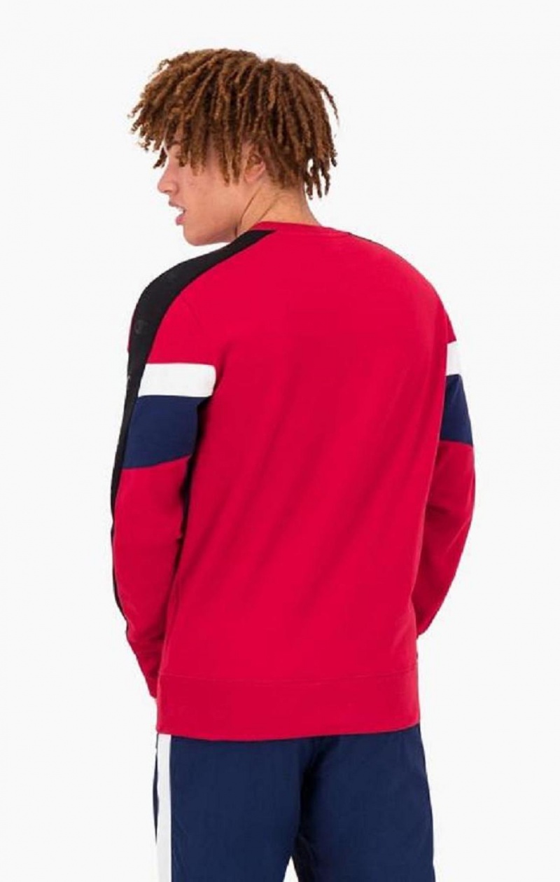 Champion Colour Block Insert Fleece Sweatshirt Férfi Pulóverek Piros | 6704-EDORF