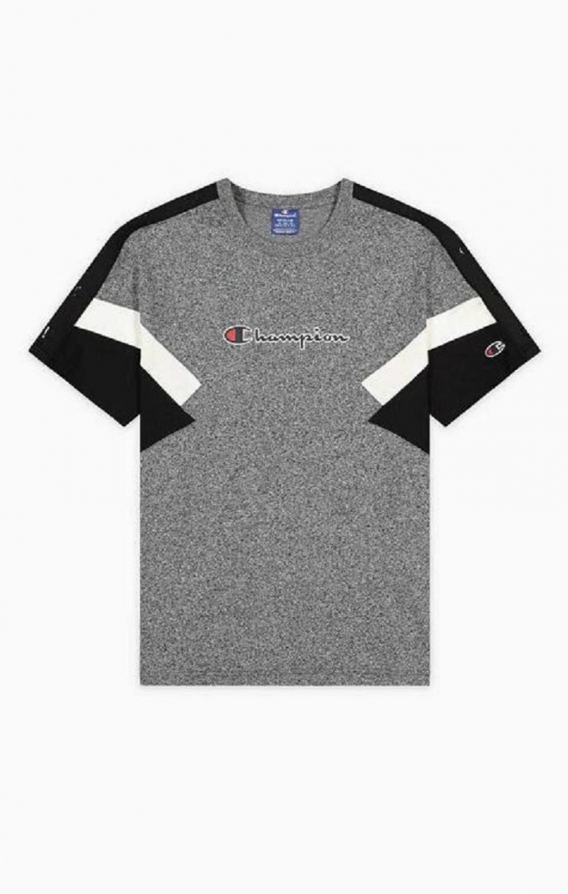 Champion Colour Block Insert T-Shirt Férfi Póló Sötétszürke | 3698-JZQTF