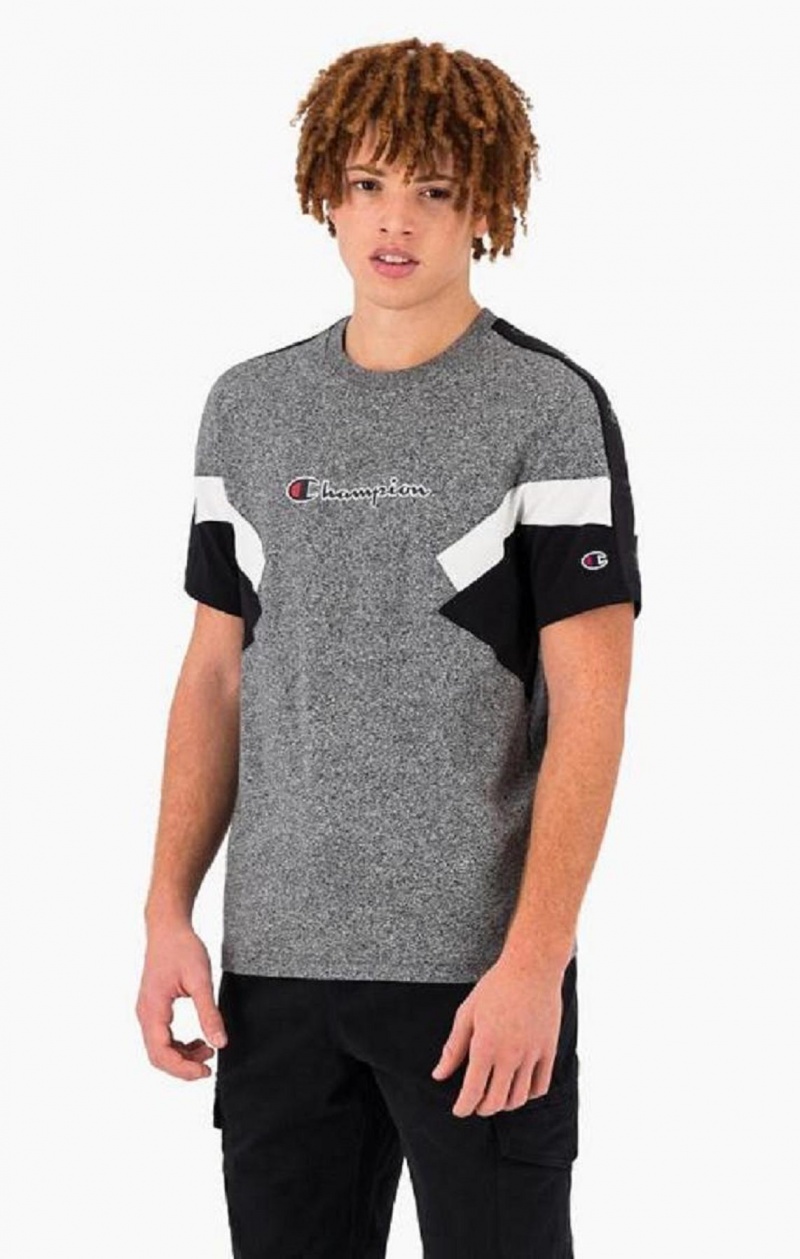 Champion Colour Block Insert T-Shirt Férfi Póló Sötétszürke | 3698-JZQTF