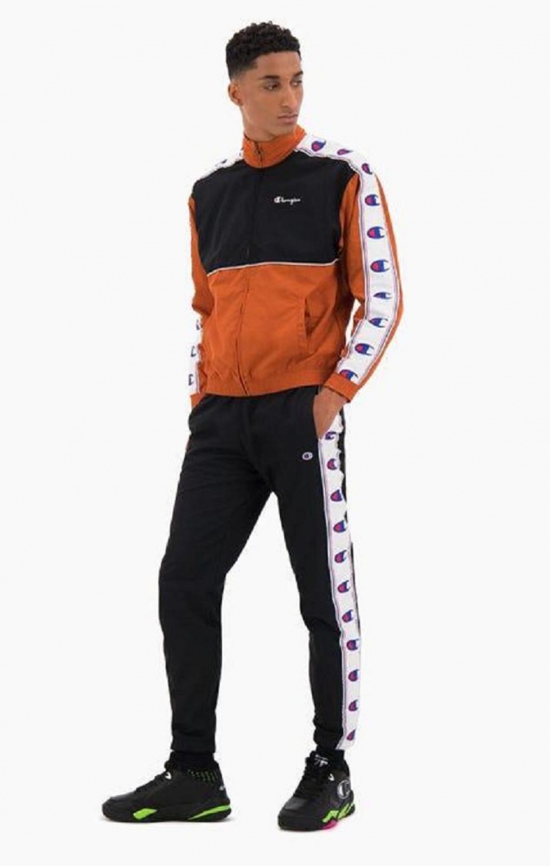 Champion Colour Block Logo Tape Trim Pálya Jacket Férfi Melegítő Barna | 5689-XZGPC