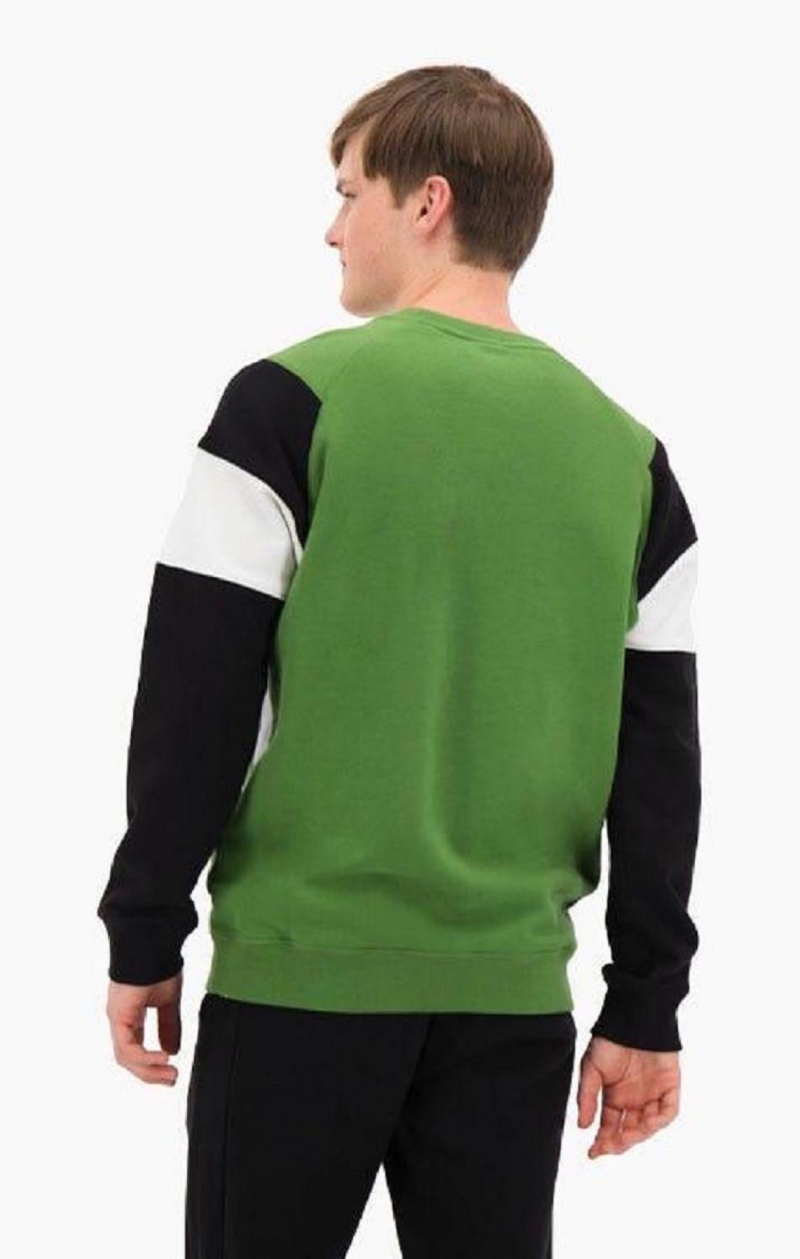 Champion Colour Block Pamut Terry Sweatshirt Férfi Pulóverek Zöld | 4890-RSVUW