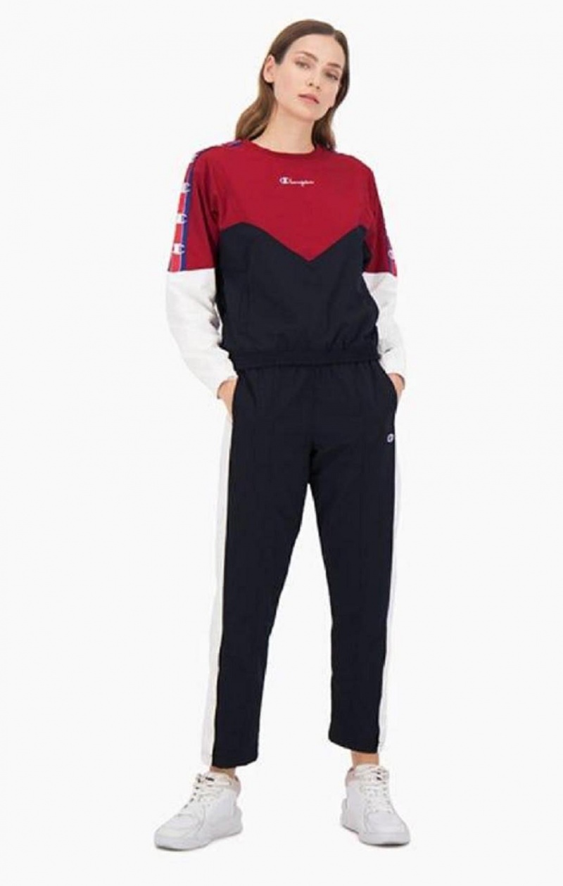 Champion Colour Block Popper Pálya Pants Női Jogger Nadrág Fekete | 7103-BTMUR