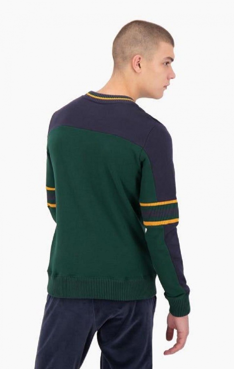 Champion Colour Block Script Logo Sweatshirt Férfi Pulóverek Zöld | 5490-MSIBV