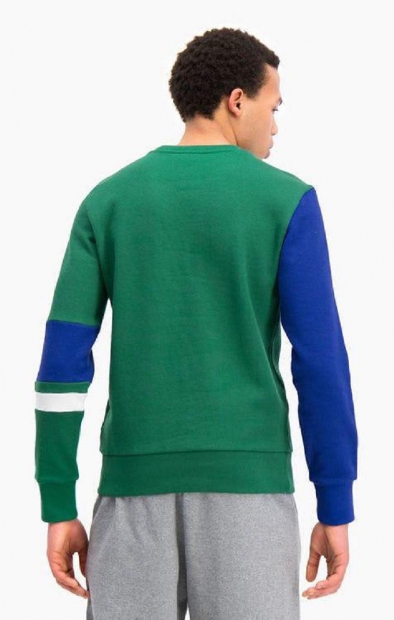 Champion Colour Block Stripe Detail Sweatshirt Férfi Pulóverek Zöld | 0718-AGOMW