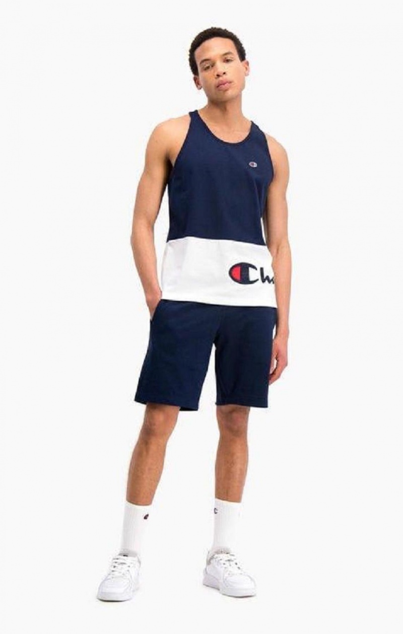 Champion Colour Block Wraparound Logo Tank Top Férfi Póló Sötétkék | 2831-FBGMZ