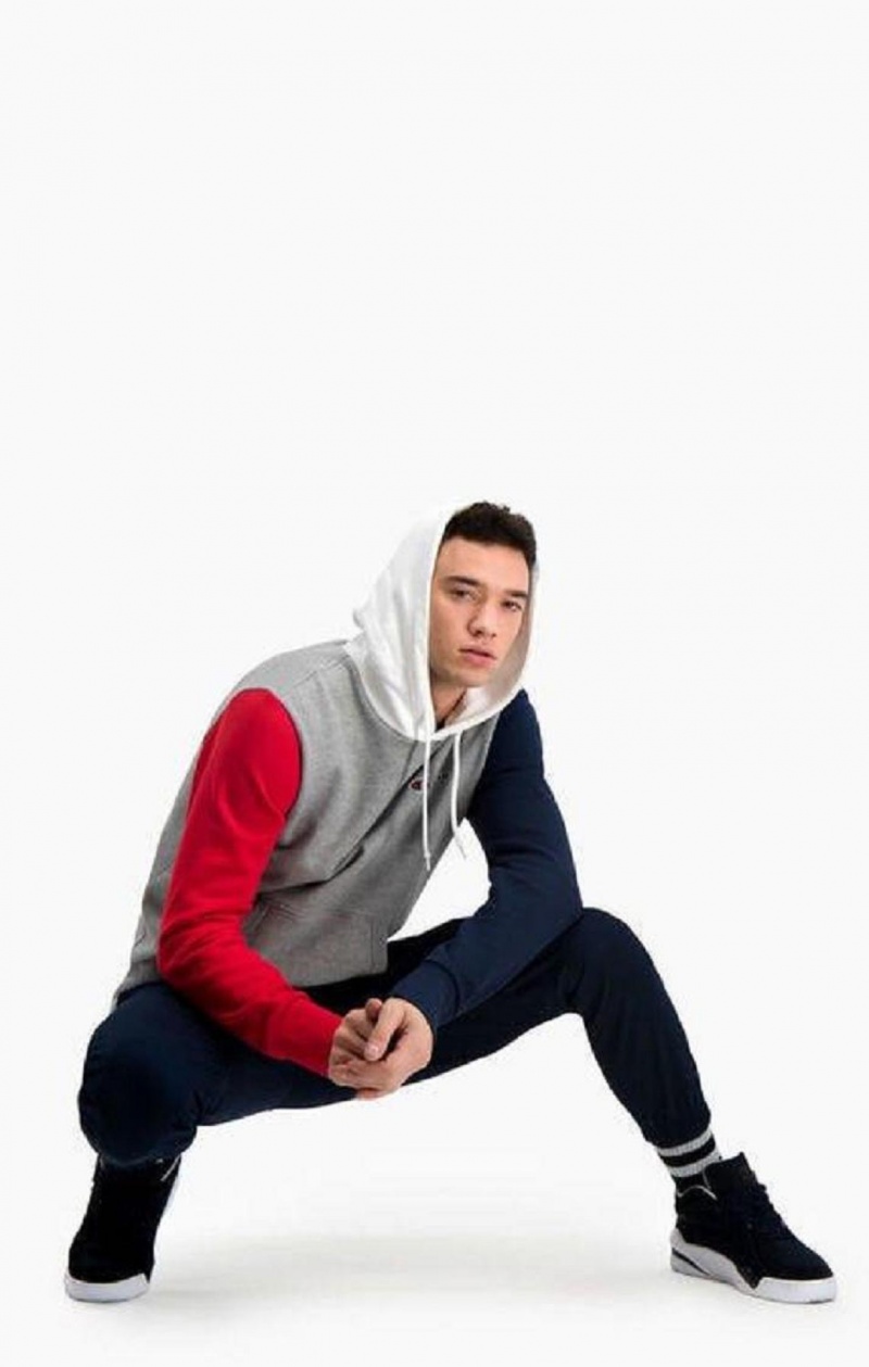 Champion Contrast Colour Block Sleeve Hoodie Férfi Kapucnis Pulóver Sötétszürke | 4297-XYRNW