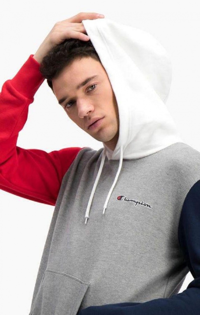 Champion Contrast Colour Block Sleeve Hoodie Férfi Kapucnis Pulóver Sötétszürke | 4297-XYRNW