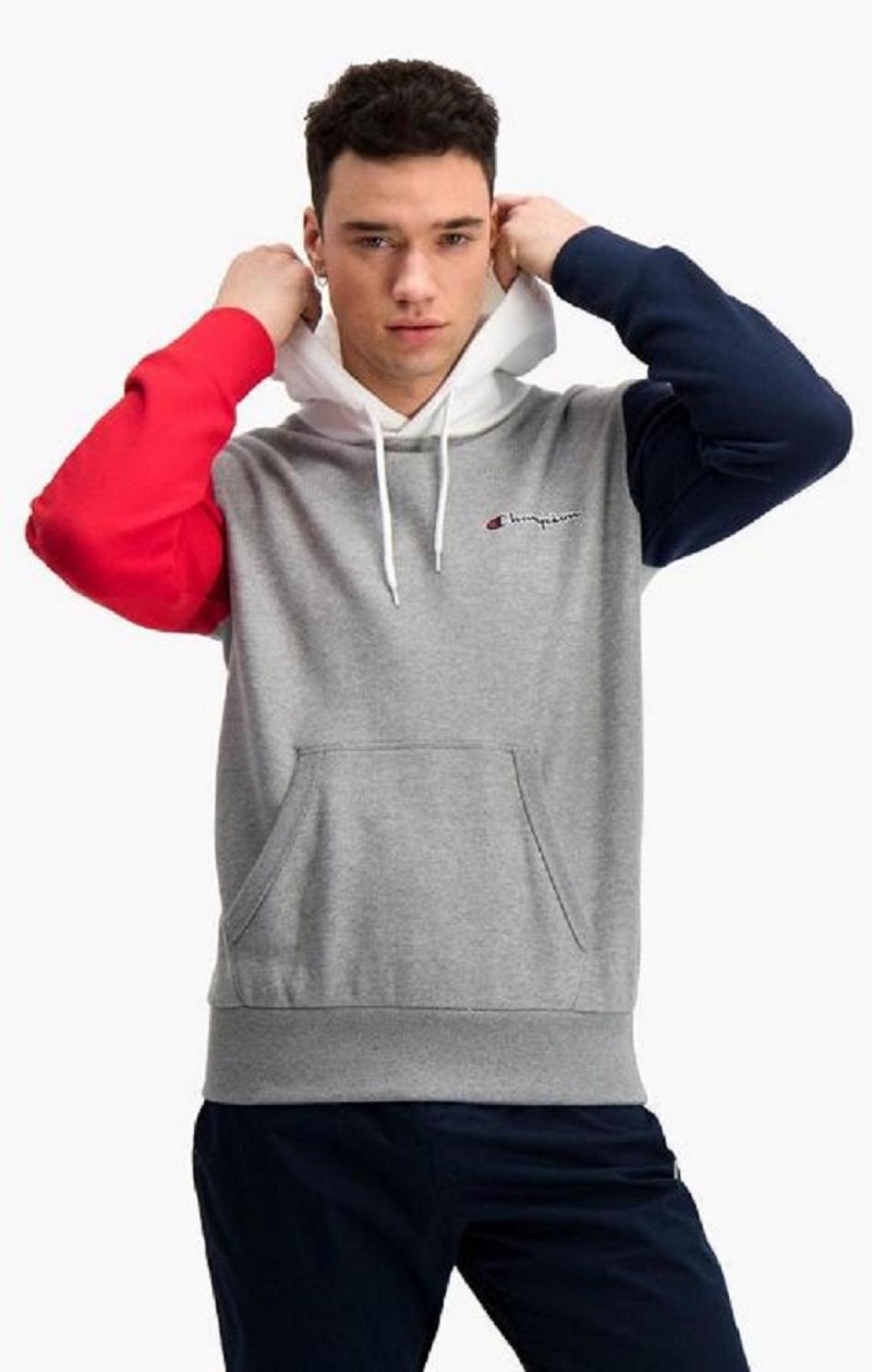 Champion Contrast Colour Block Sleeve Hoodie Férfi Kapucnis Pulóver Sötétszürke | 4297-XYRNW