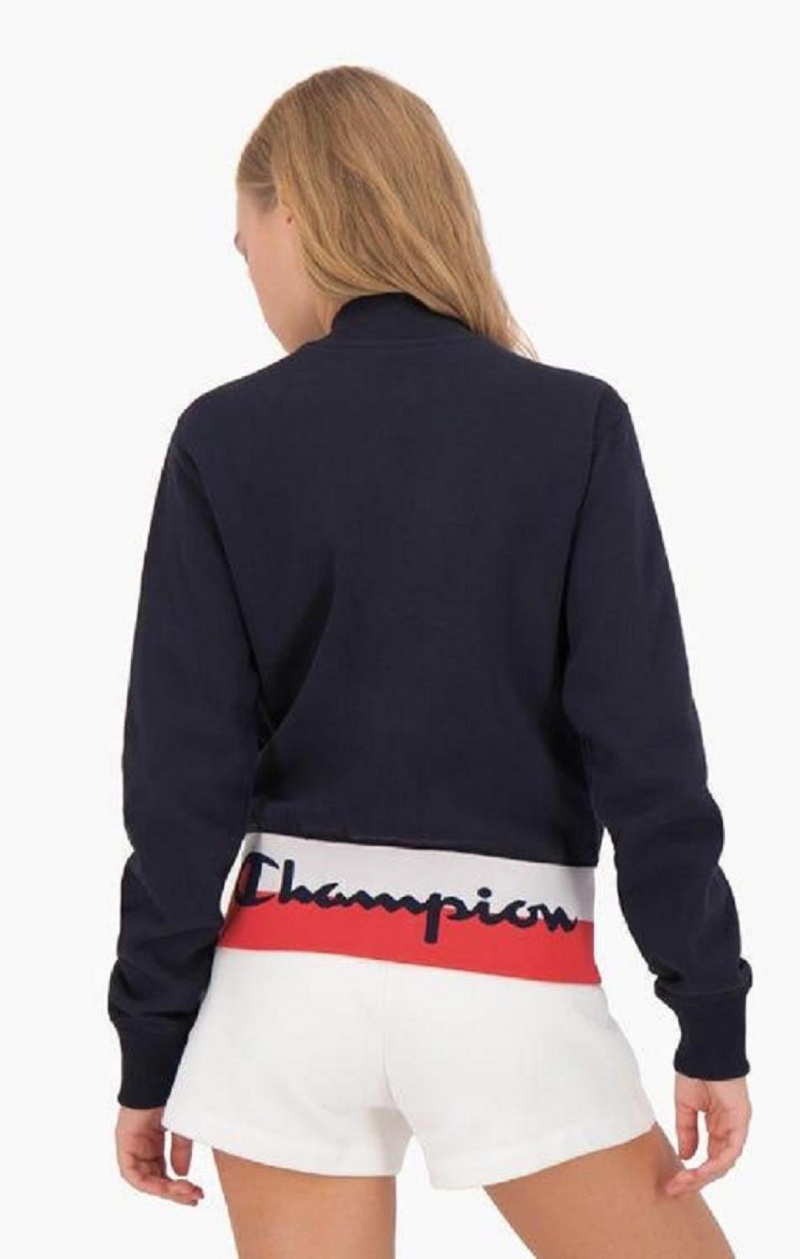 Champion Contrast Derekú Script Logo Bomber Jacket Női Kabát Sötéttürkiz | 0912-UVBSH