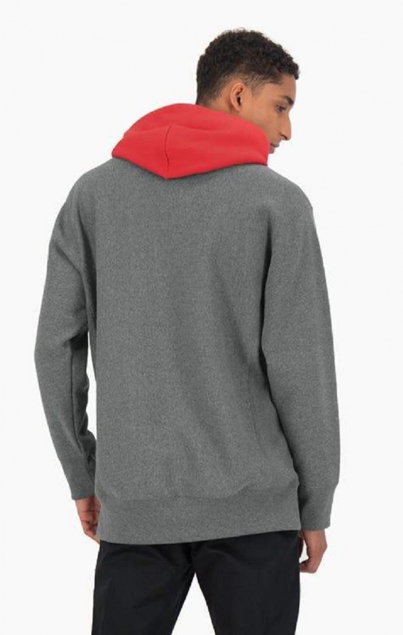 Champion Contrast Hood Reverse Weave Hoodie Férfi Kapucnis Pulóver Sötétszürke | 2096-MEYQP