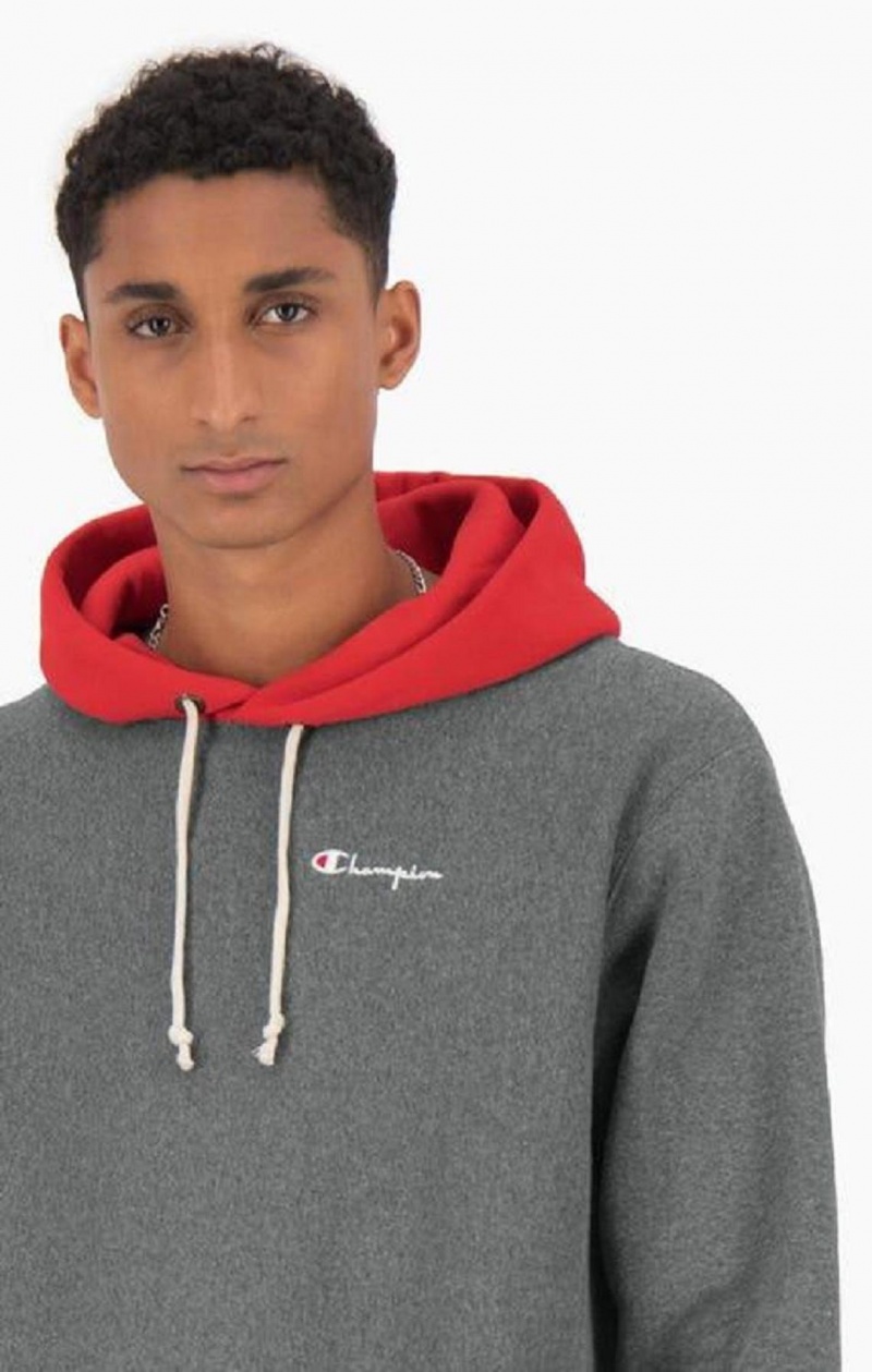 Champion Contrast Hood Reverse Weave Hoodie Férfi Kapucnis Pulóver Sötétszürke | 2096-MEYQP