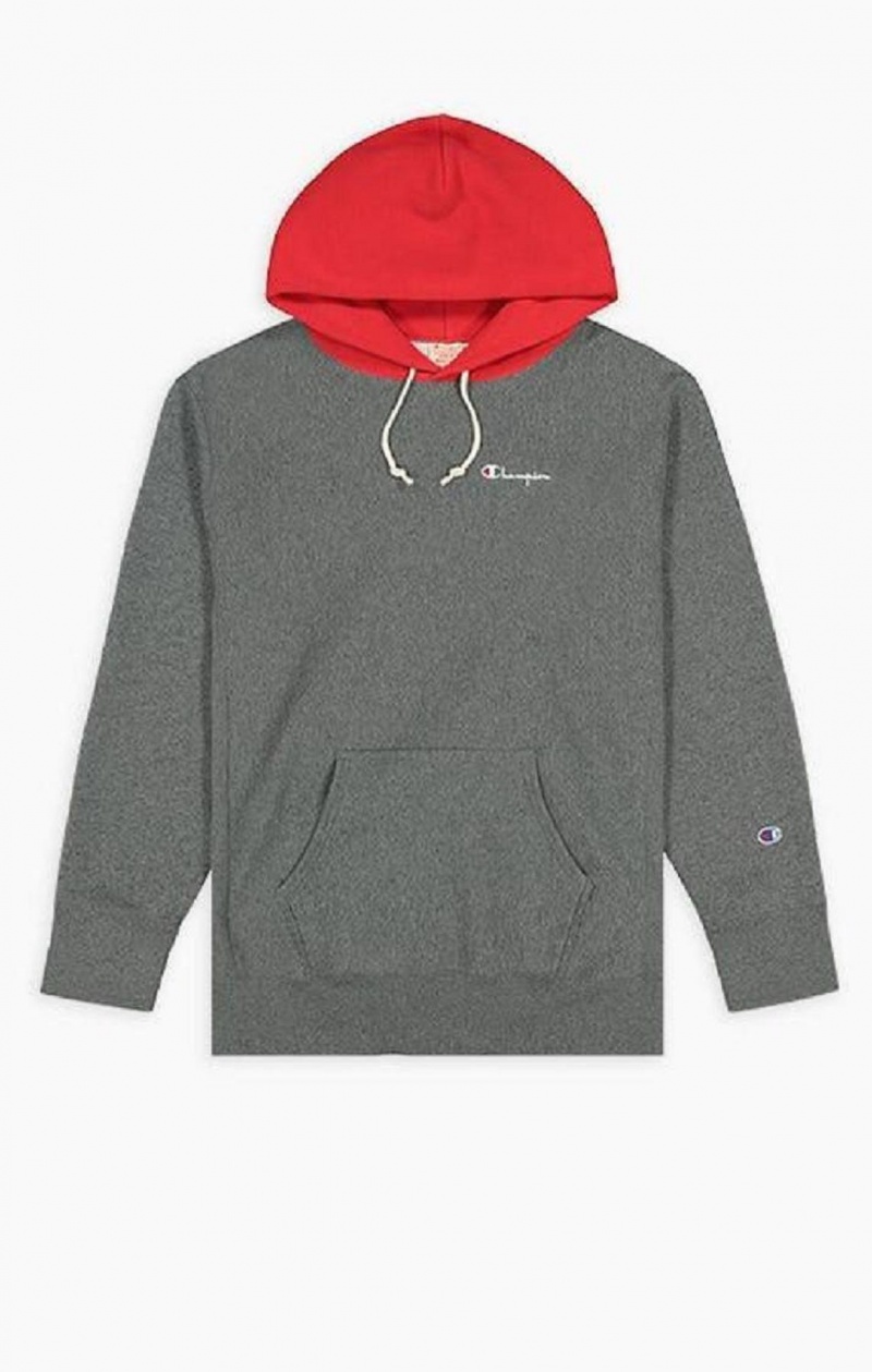 Champion Contrast Hood Reverse Weave Hoodie Férfi Kapucnis Pulóver Sötétszürke | 2096-MEYQP