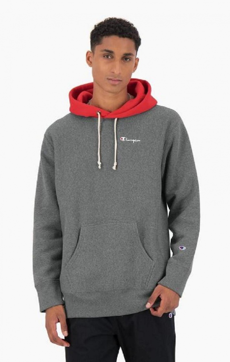 Champion Contrast Hood Reverse Weave Hoodie Férfi Kapucnis Pulóver Sötétszürke | 2096-MEYQP