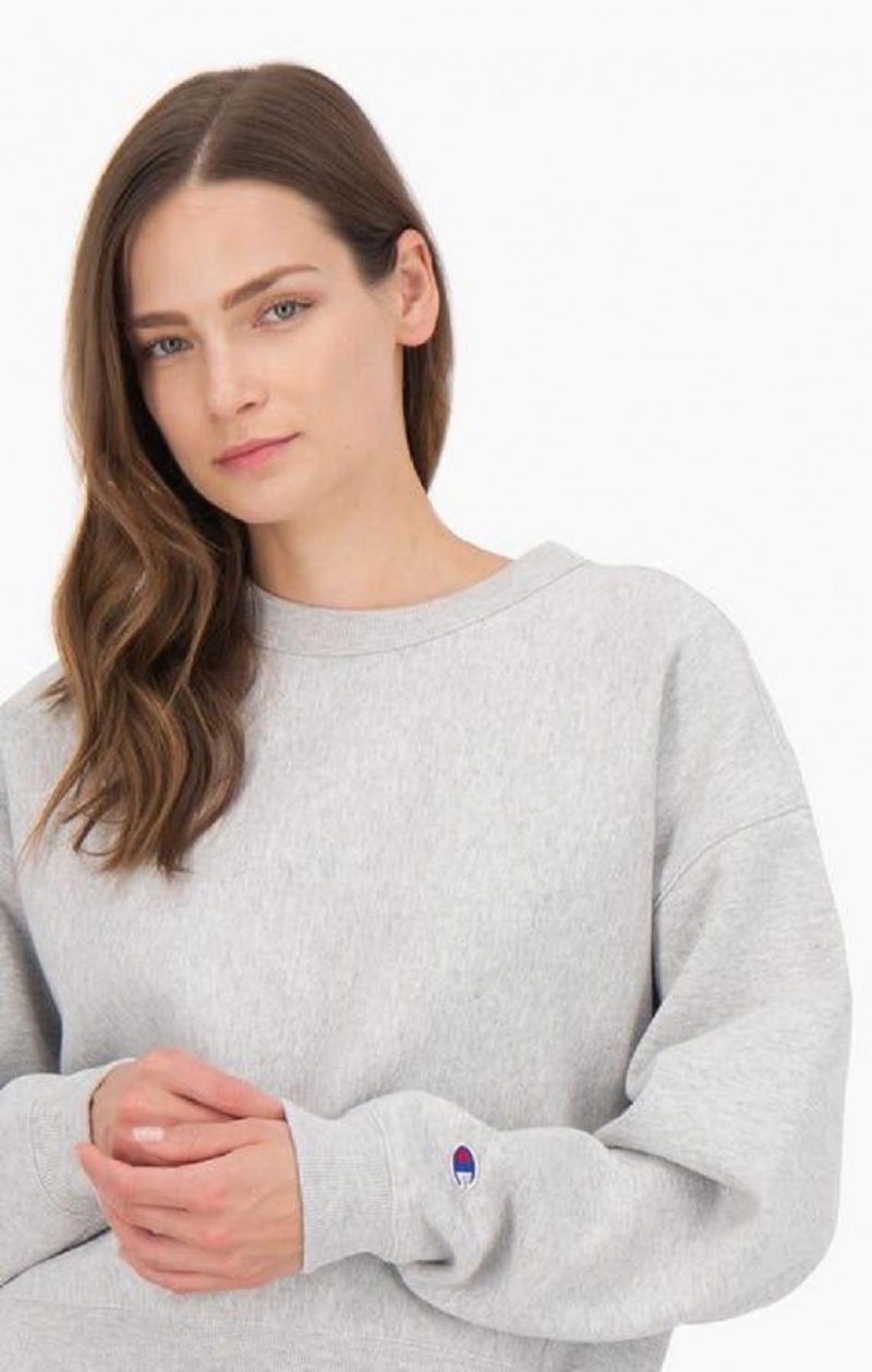 Champion Cropped Reverse Weave Sweatshirt Női Pulóverek Világos Szürke | 0143-ZQPTO