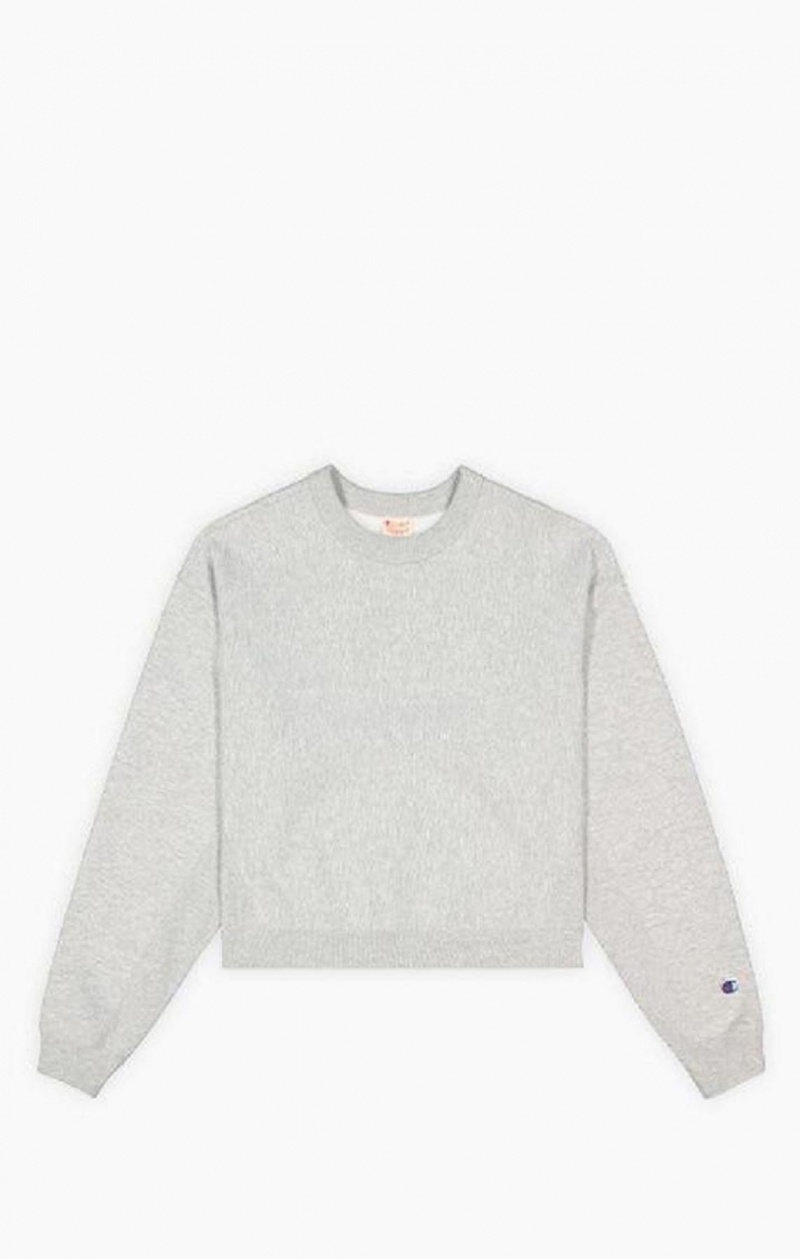 Champion Cropped Reverse Weave Sweatshirt Női Pulóverek Világos Szürke | 0143-ZQPTO