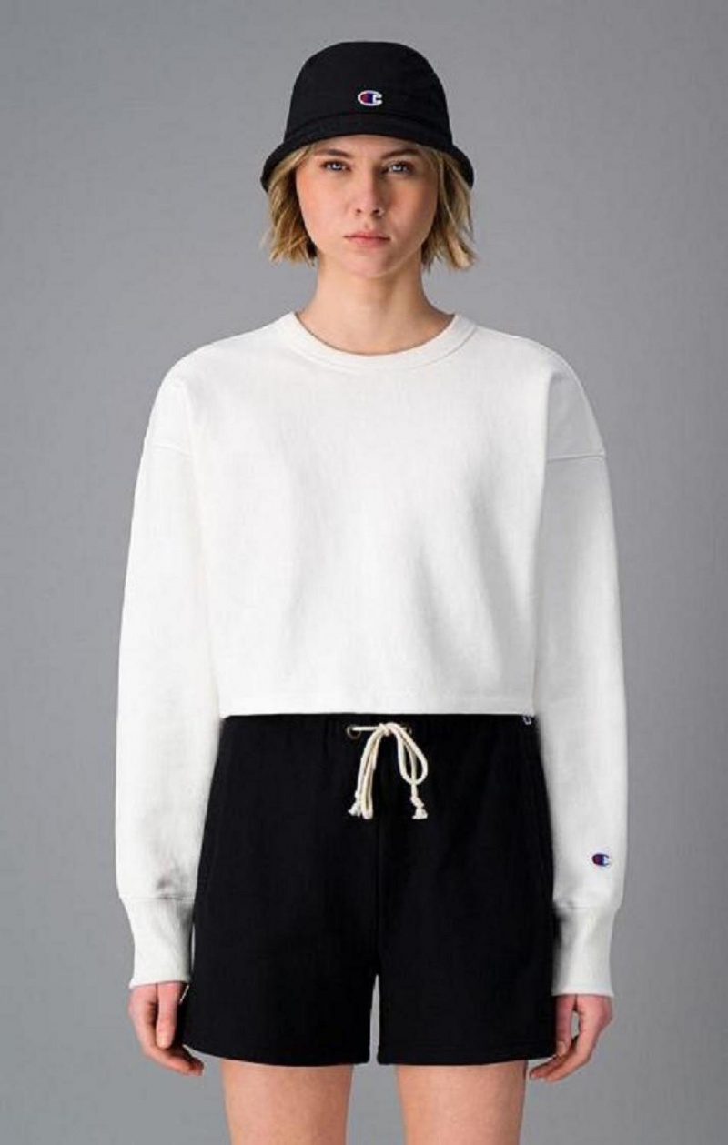 Champion Cropped Reverse Weave Sweatshirt Női Pulóverek Fehér | 7519-BYSEP