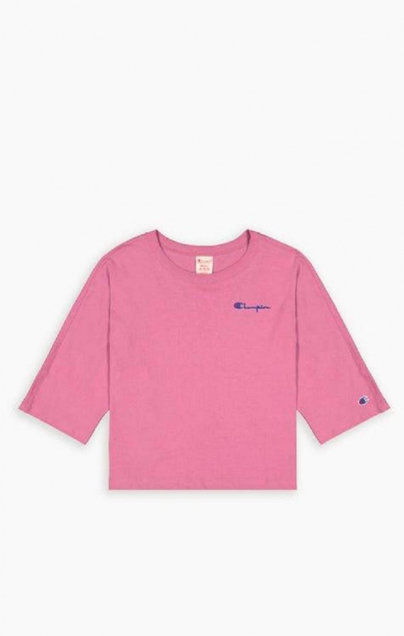 Champion Cropped Script Logo T-Shirt Női Póló Piros | 4172-KICER