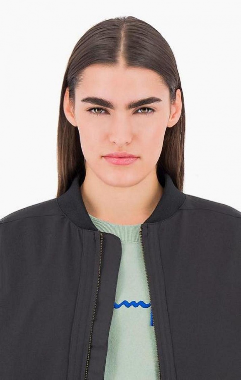 Champion Cropped Stretch Bomber Jacket Női Kabát Fekete | 4219-DILMW