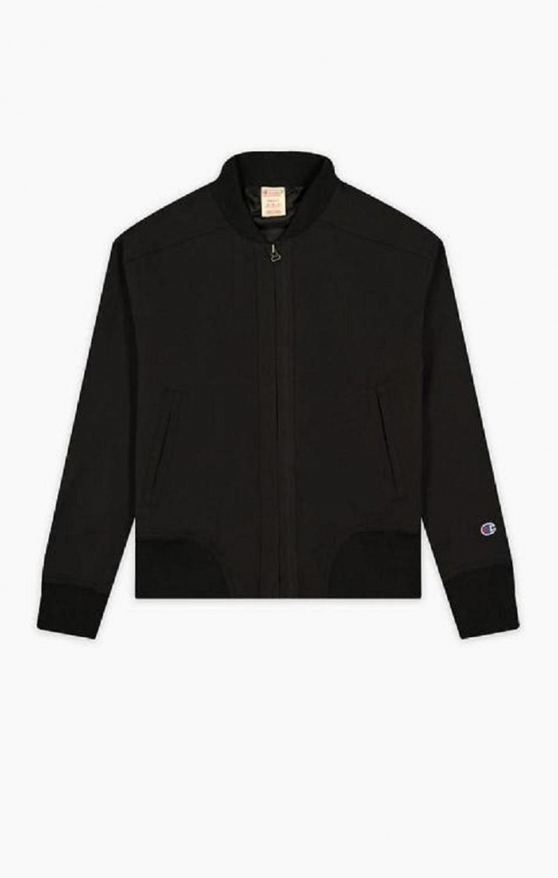 Champion Cropped Stretch Bomber Jacket Női Kabát Fekete | 4219-DILMW