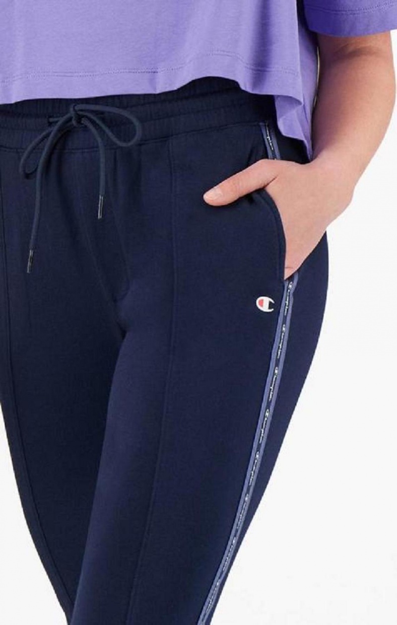 Champion Csíkos Jacquard Logo Tape Joggers Női Jogger Nadrág Sötétkék | 6507-BIOQN