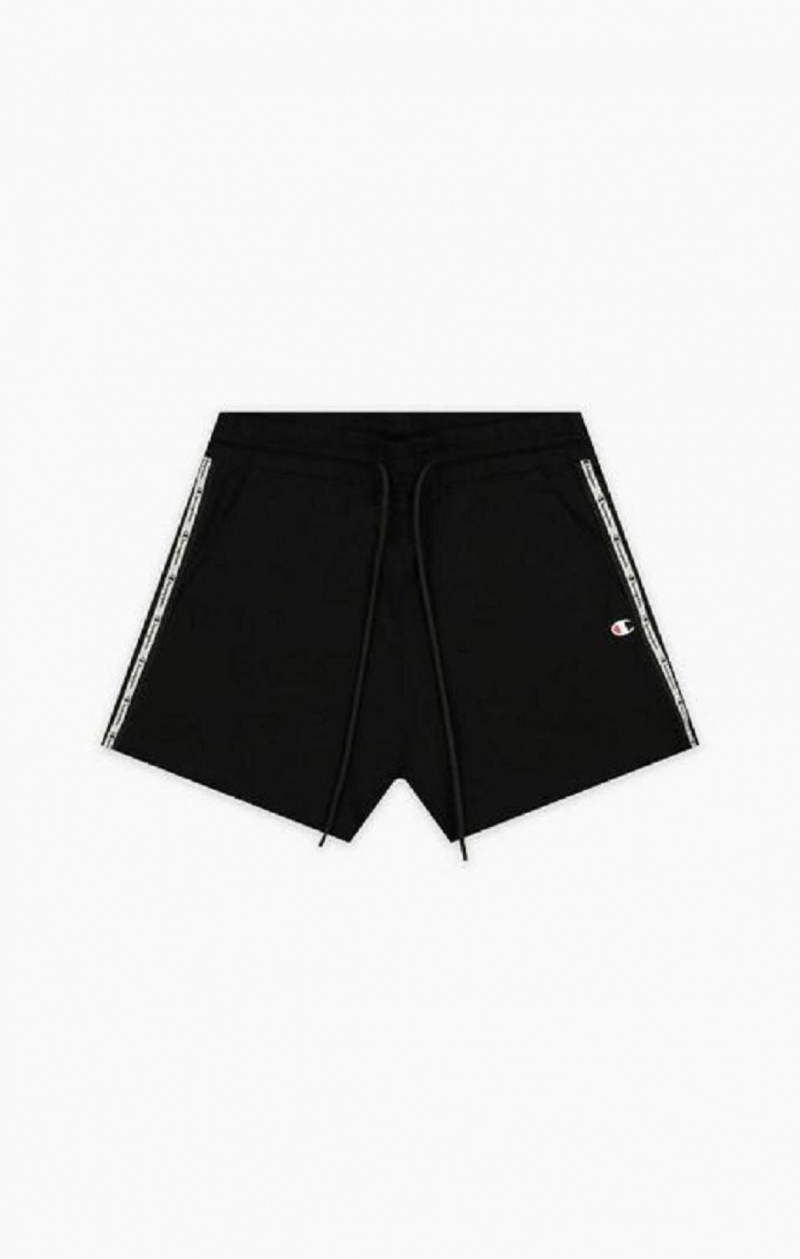 Champion Csíkos Jacquard Logo Tape Shorts Női Rövidnadrág Fekete | 9162-CEHND