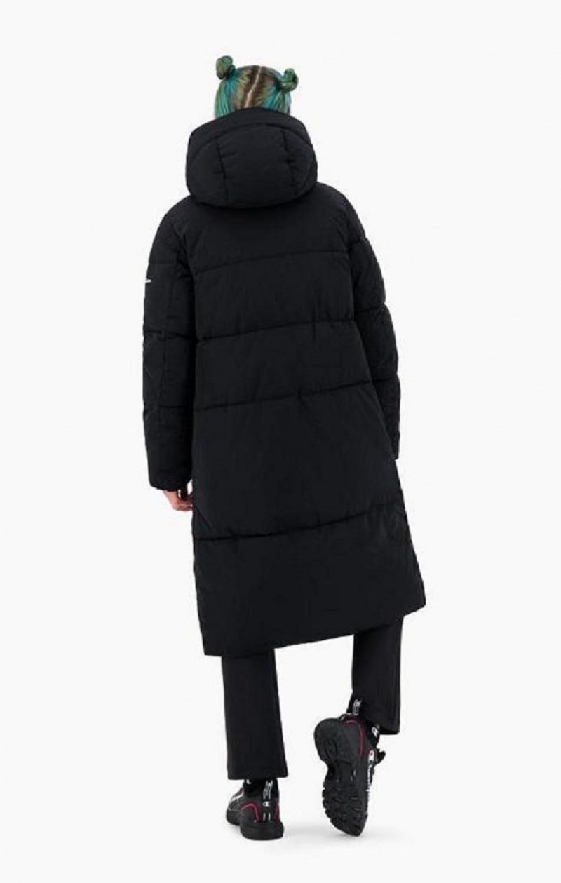 Champion Csuklyás Long Parka Coat Női Kabát Fekete | 1290-EVYZI