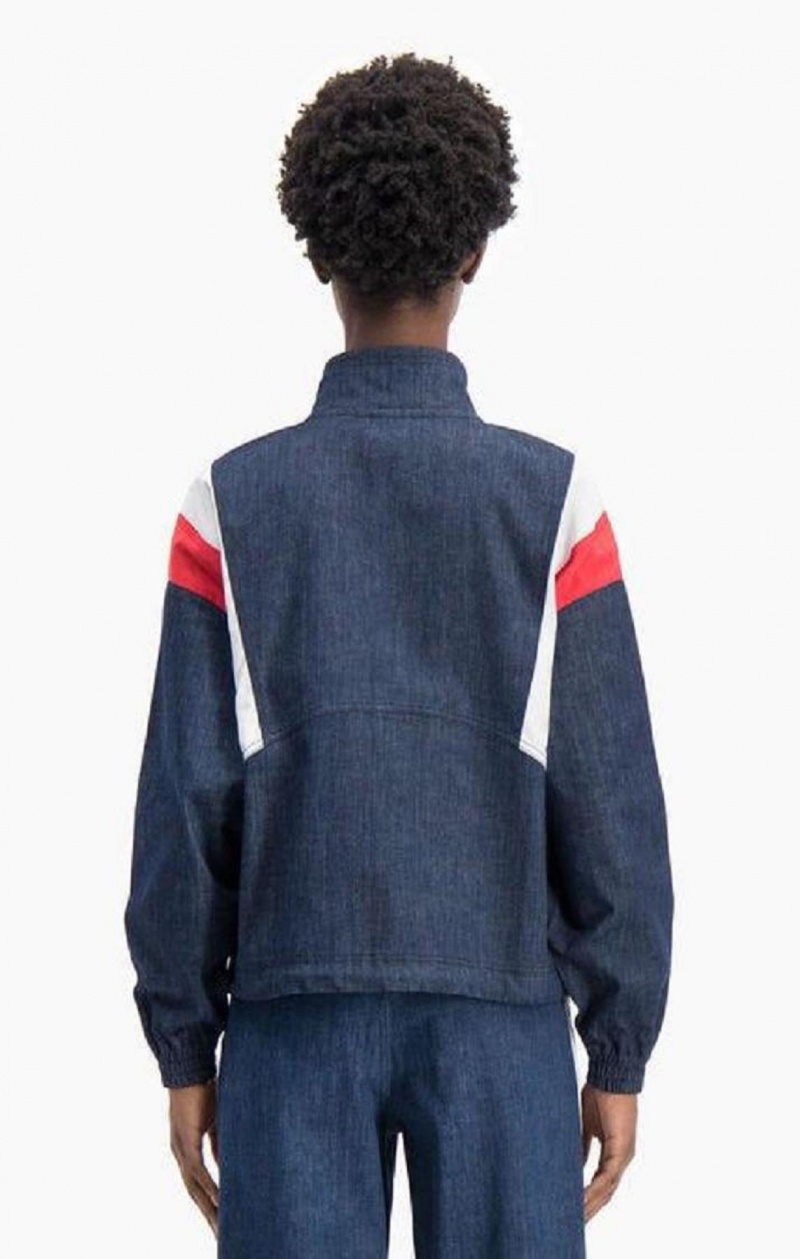 Champion Denim Stripe Pálya Jacket Női Kabát Türkiz Kék | 4217-YJHMT