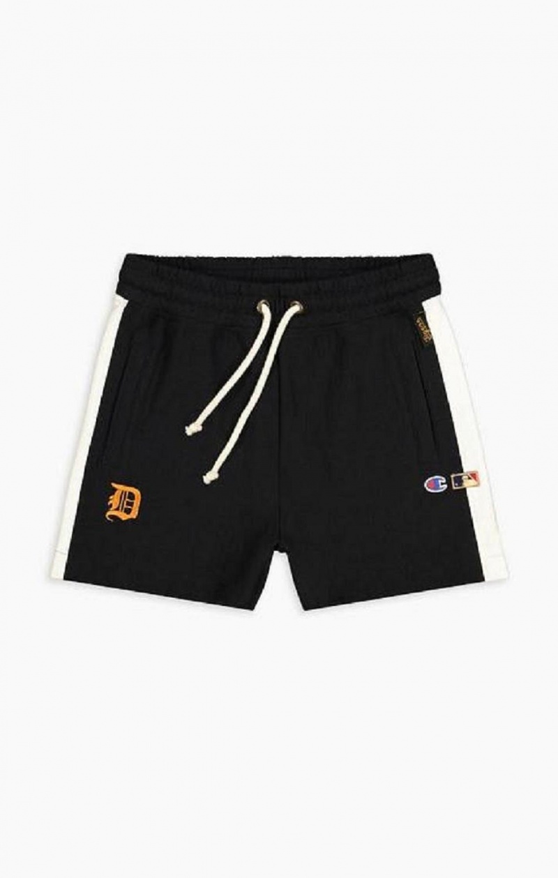 Champion Detroit MLB High Derekú Reverse Weave Shorts Női Rövidnadrág Fekete | 2401-ZJDAP