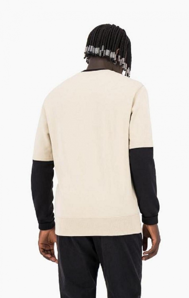 Champion Double Layer Crew Neck Sweatshirt Férfi Pulóverek Barna | 6235-QDSTU