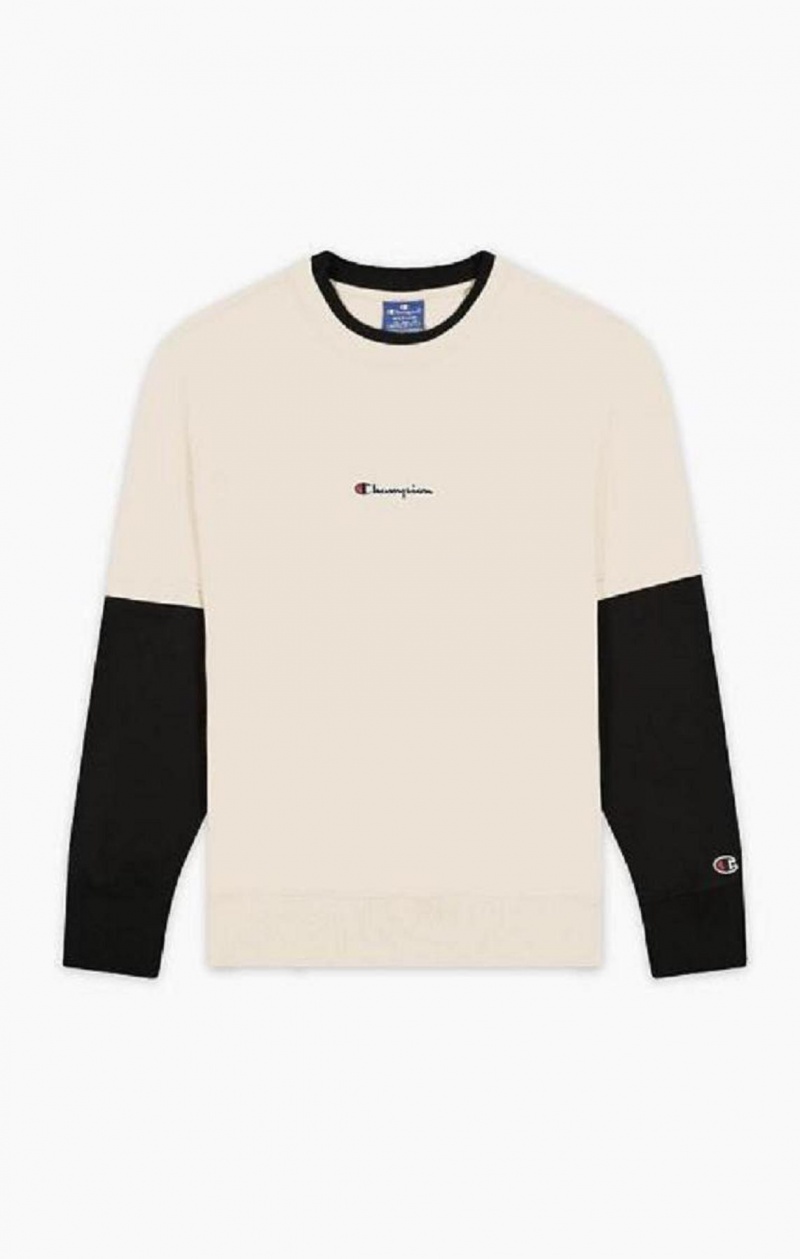 Champion Double Layer Crew Neck Sweatshirt Férfi Pulóverek Barna | 6235-QDSTU